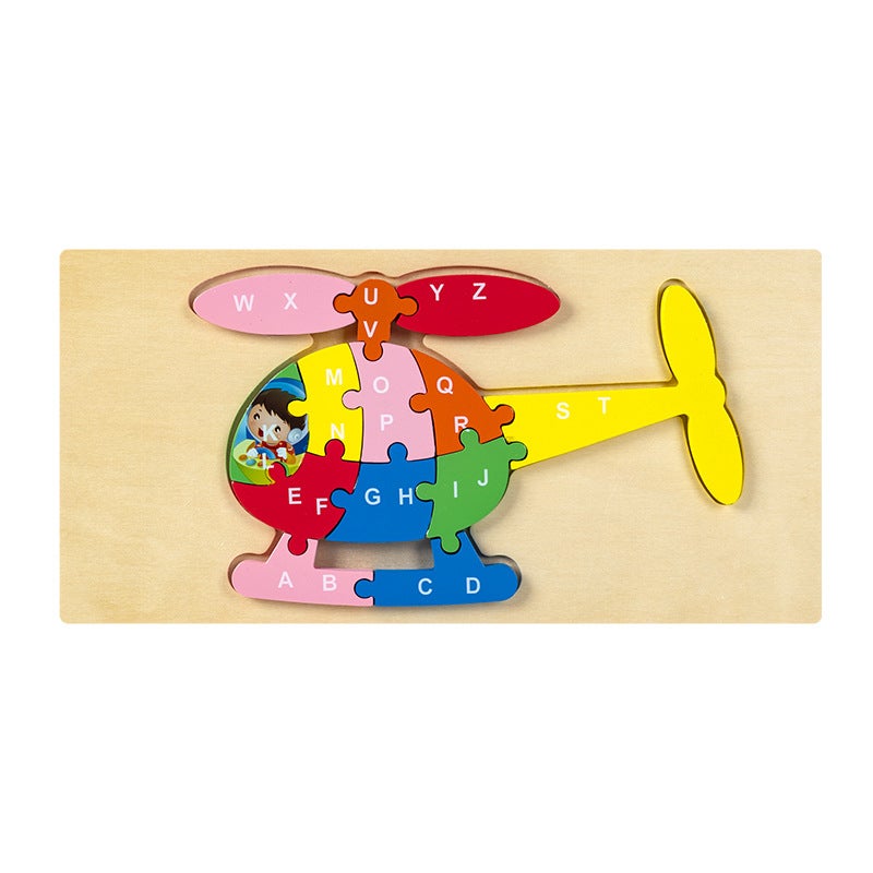 Wooden Jigsaw Puzzle Toys Children'S Early Education Alphabet Cognitive Puzzle Three-Dimensional Buckle Puzzle Building Blocks Educational Toys - Image 1